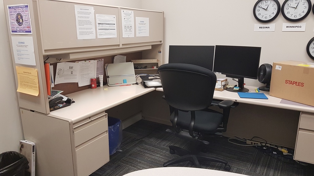 Desk L Shaped - 2 BF ped and overhead, , metal, fabric