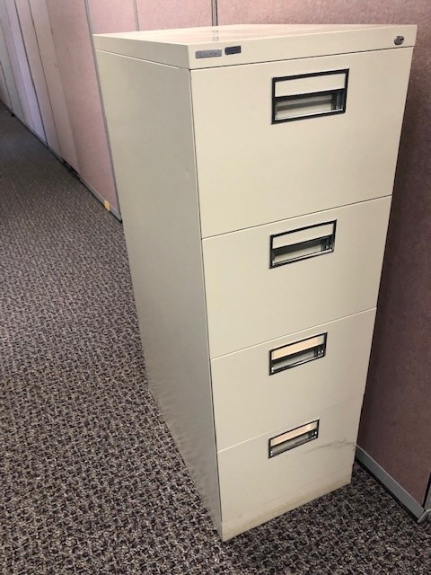 vertical, 4 drawer filing cabinet tan
