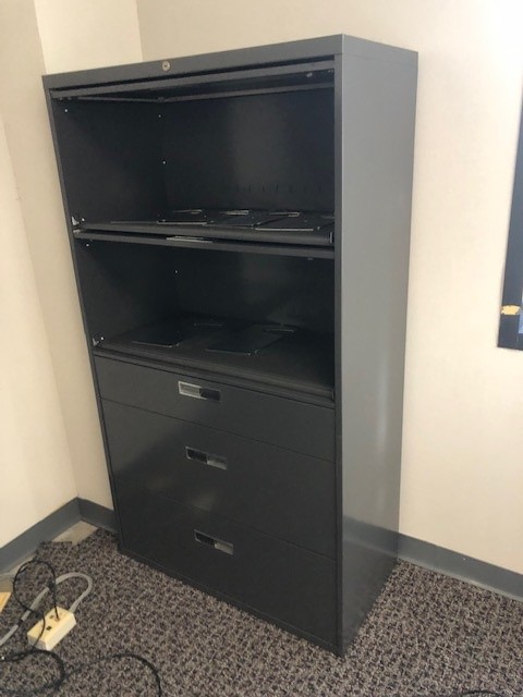 lateral, 5 drawer filing cabinet black
