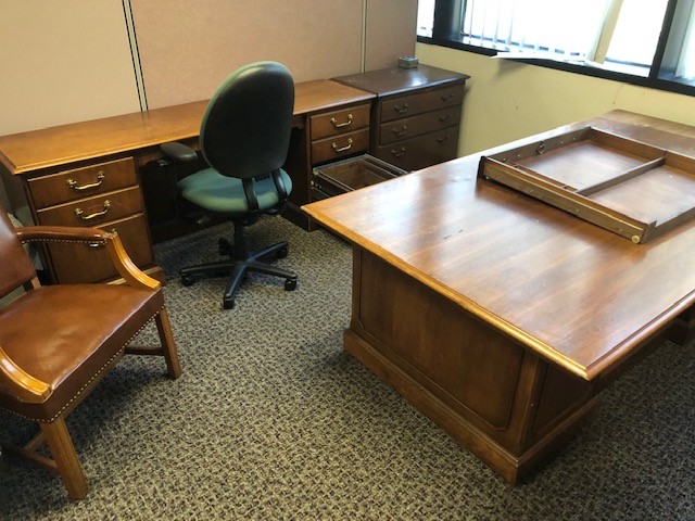 OLD wood desk set-up antique wood