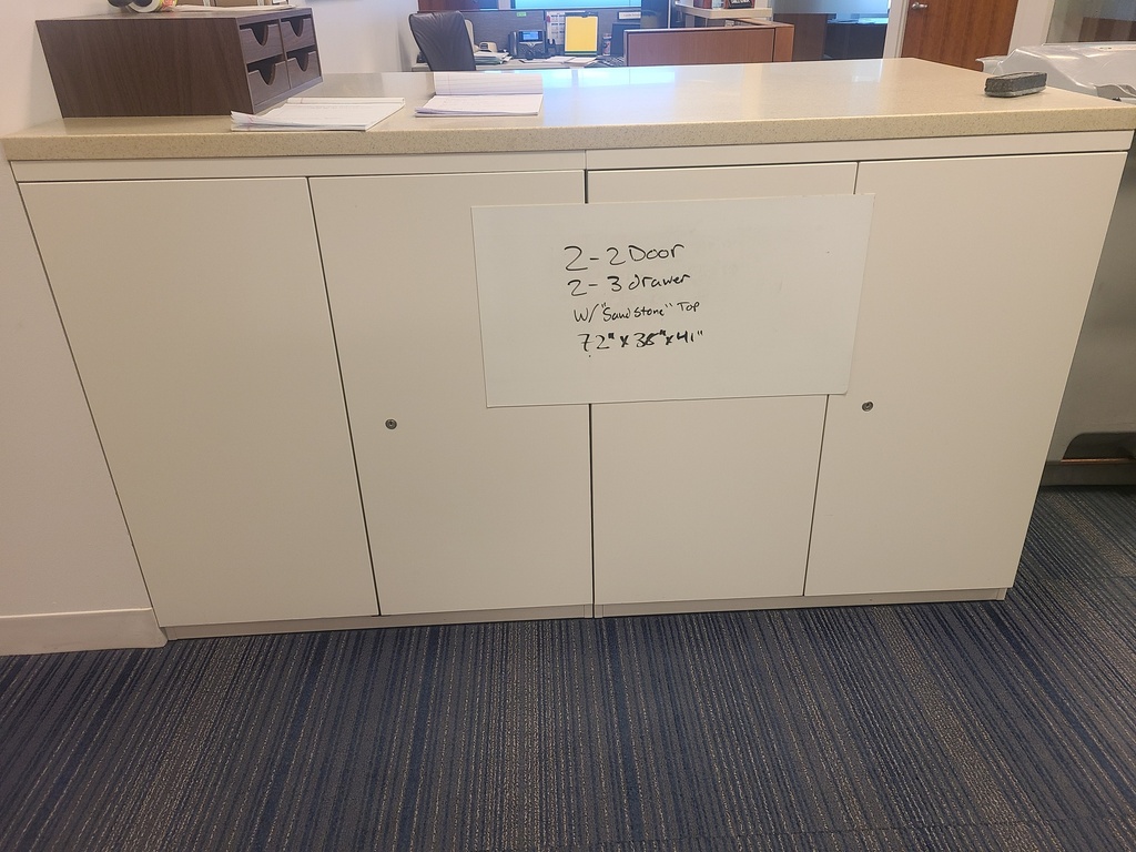 Cabinet with sandstone-look top, 72"X35"X41"