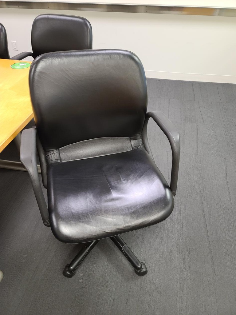 Black Leather Task Chair - With Arms