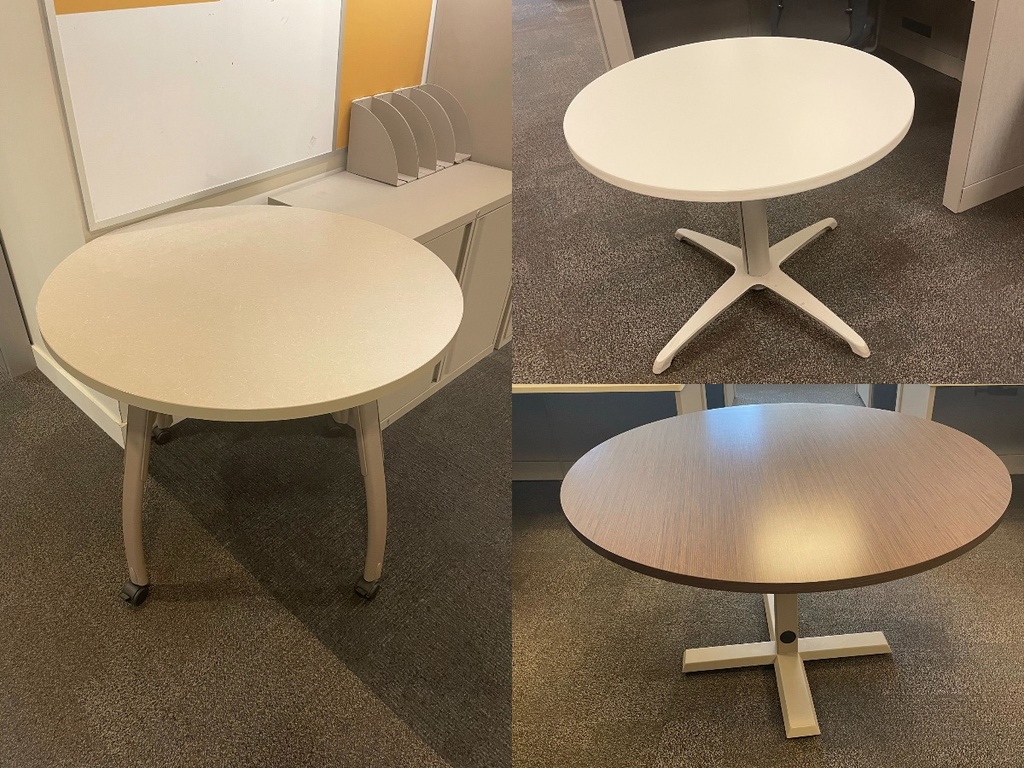 Table, round, assorted styles