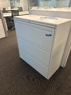 #9 - white Metal file  (3) drawer cabinets with housing36 x 18 x 39