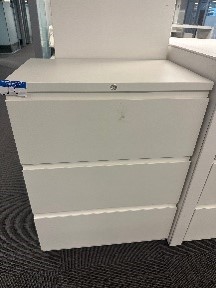 #10 - white Metal file  (3) drawer cabinets 30 x 19 x 39.5
