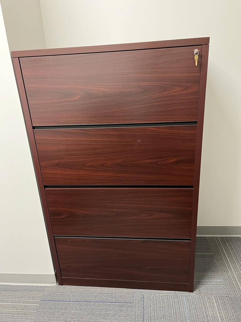 Filing cabinet, 4-drawer, wood, 36x20x59"