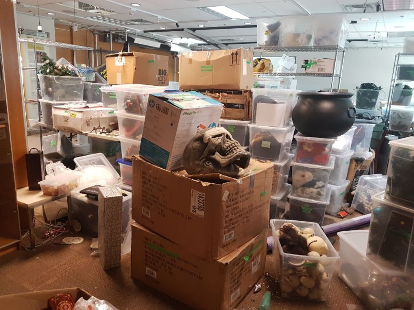 Bin of misc. Christmas decorations