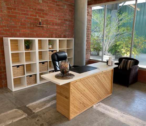 White/Wood Reception Desk