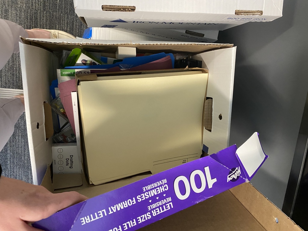 Box of Folders and Misc. Items