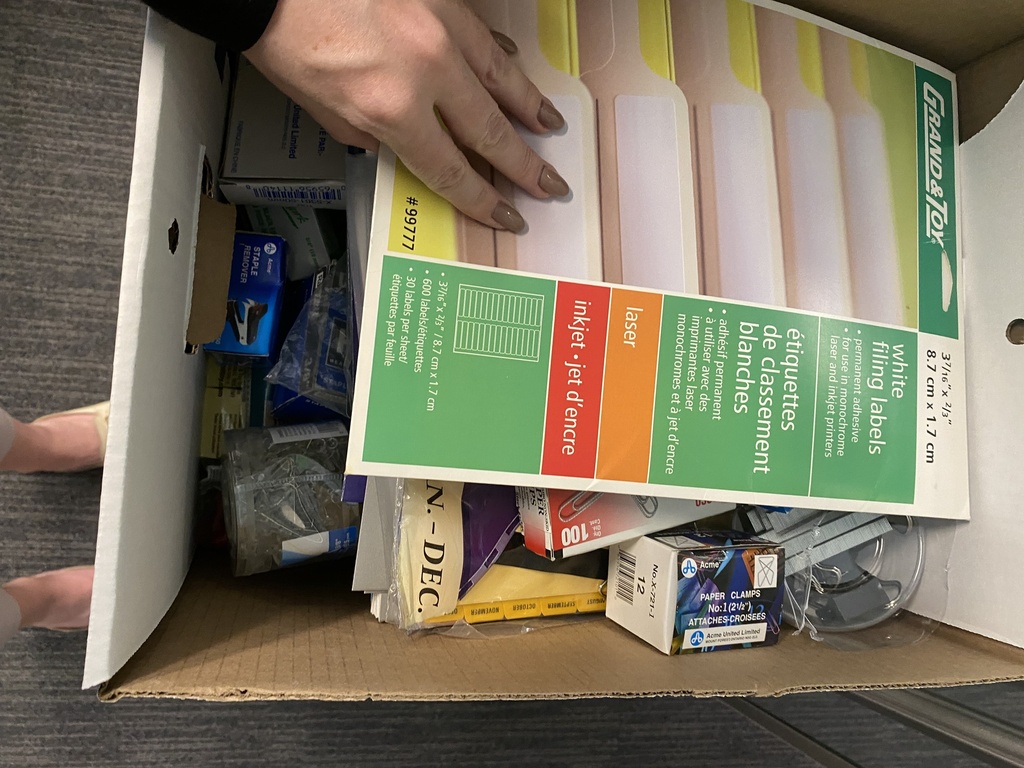 Box of Labels and Misc. Items