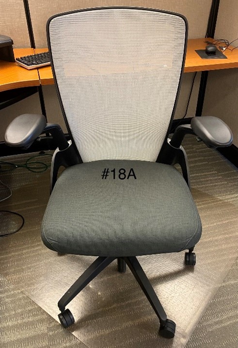 task chair, 5-point wheels, white mesh square back