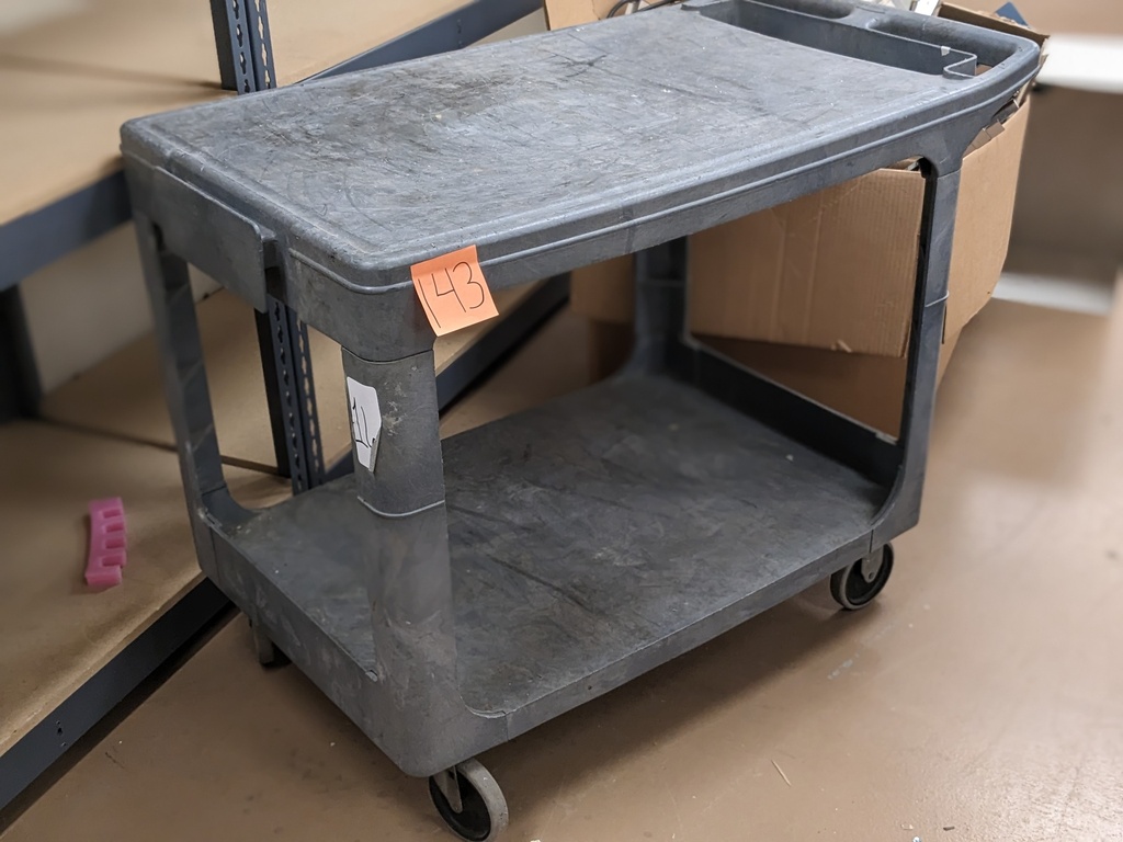 plastic rolling cart, shelf on bottom