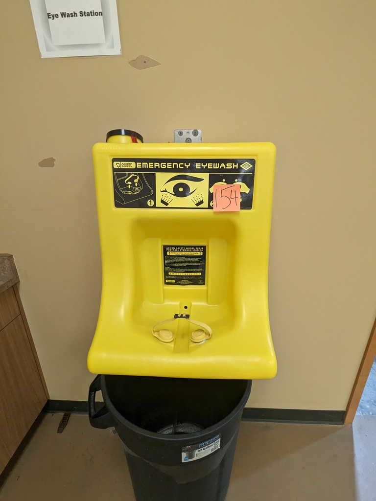 yellow commercial eyewash station