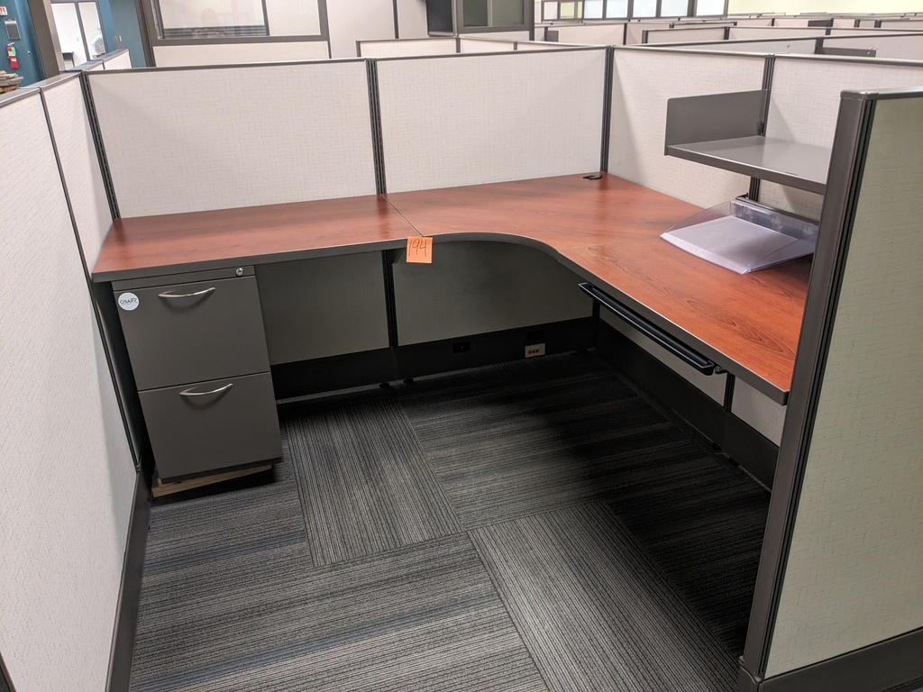 workstations, L-shape surface, shelf, pencil drawer, f/f storage