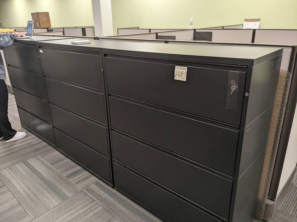 black 4-high metal lateral files