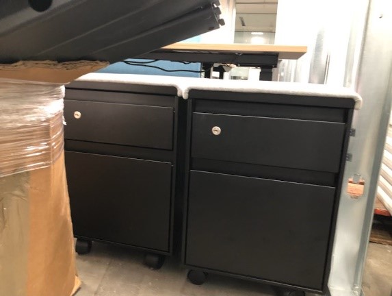 Black 2 Drawer Storage Pedestal