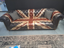 Sofa, Leather with Union Jack Print, 2400x1000x740