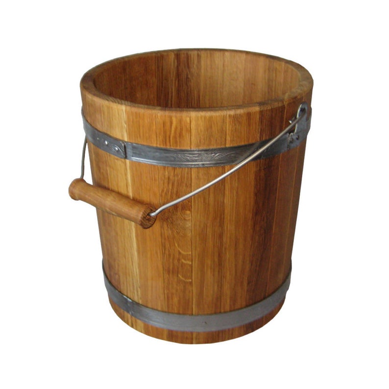 Rustic Wood Bucket with Handle, 8"