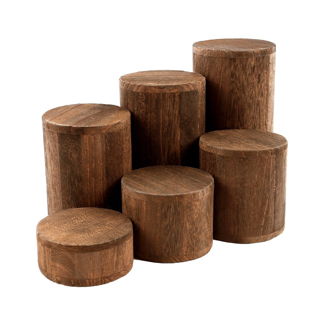 Tall Round Wood Display Riser, 8 inch