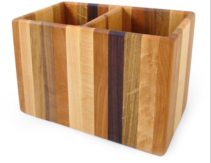 Wood Utensil Holder Box