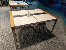 Table, Meeting, Round/Square, White/Wood, 22" x 56" x 34"