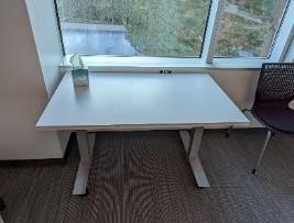 Desk, Straight, Height-Adjustable, White, 48"x30"