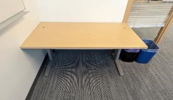 Desk, Straight, Height-Adjustable, Maple, 48"x30"