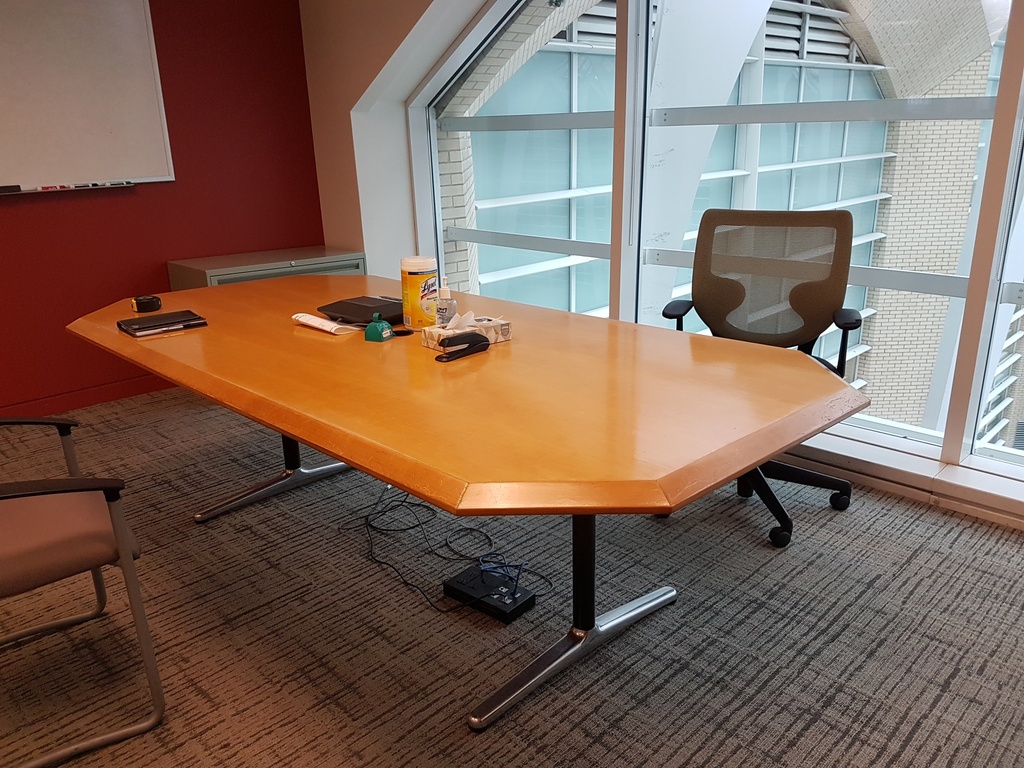 Wooden Oval Meeting Table - 8'x4'