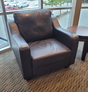 Brown Pleather Chair, 37x37x33, worn