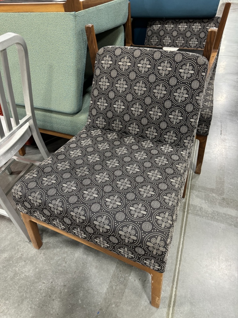 Grey White Patterened No Arms Chair