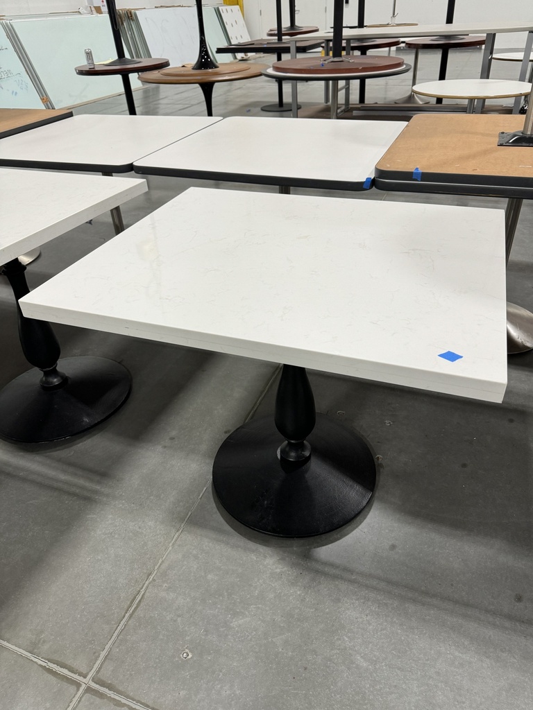 White Square Stone Top Table