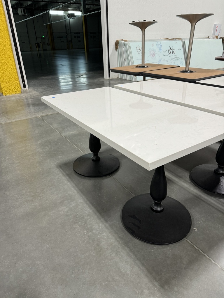 White Rectangle Stone Top Table