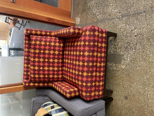 Lounge Chair - yellow/orange/maroon pattern