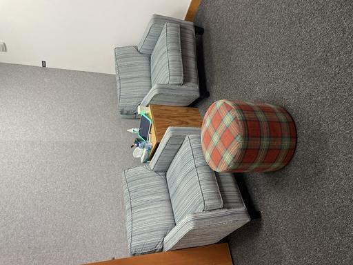 Lounge Chair - blue striped