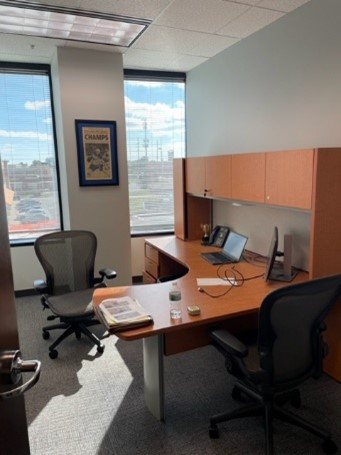 L-Shaped Desk with Overhead