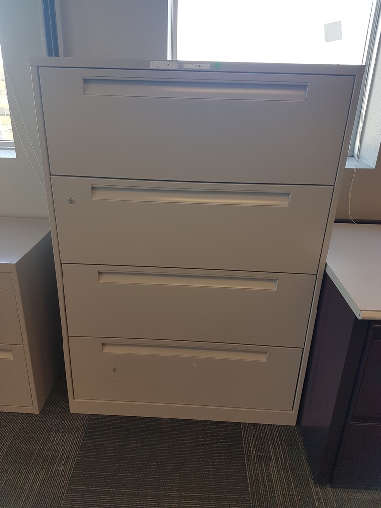Grey metal 4 drawer filing cabinet