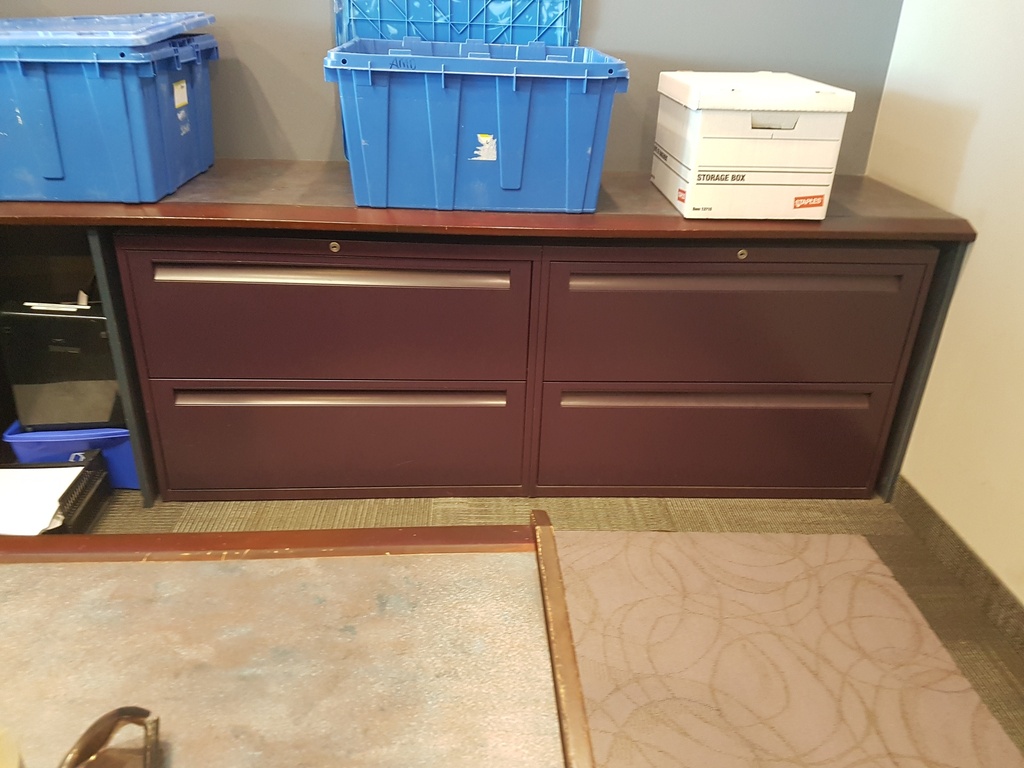 Brown metal 2 drawer filing cabinet
