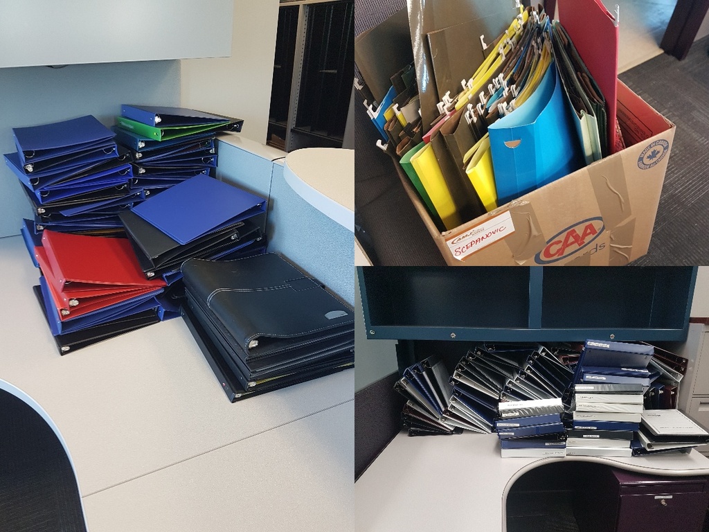 Empty binders and file folders