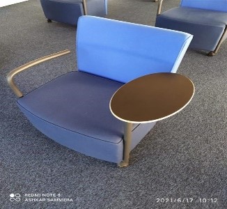Blue Lounge Chair with Side Table