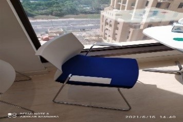 Blue and White Café Chair