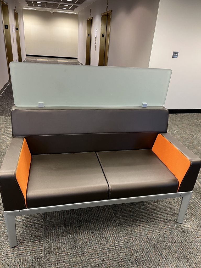 Brown And Orange Couch / Bench, 34x29x44