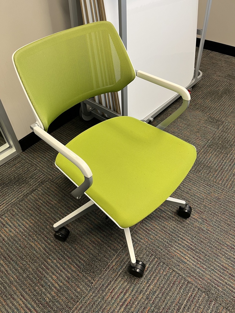 Green And White Task Chair With Arms, Steelecase 