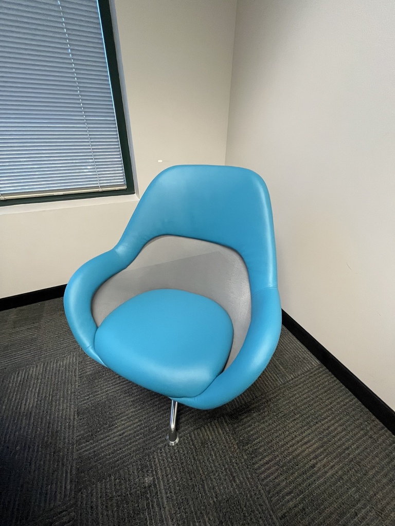 Egg Shaped Blue And Grey Chair, Steelecase