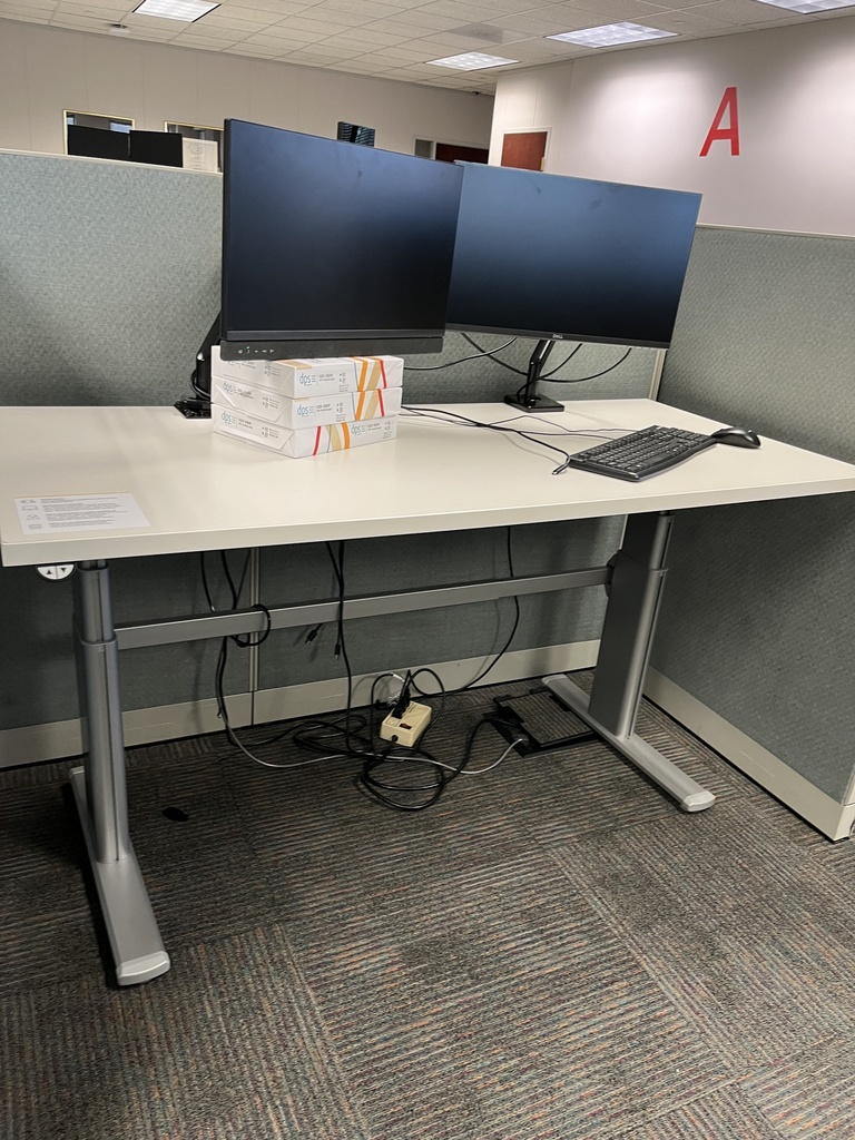 White Top Hight Adj. Desk, 64x29"