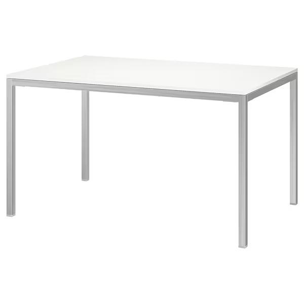 White shiny top tables w/alumunum legs (photo representation)