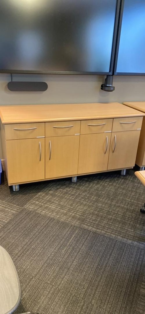 5' Wooden Credenza with 4 Drawers