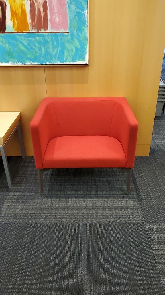 Fabric Lounge Chair, Red, 36" x 22" x 32" 