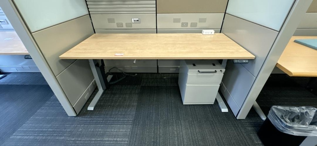 6' Electronic Sit Stand Desk, Maple/Silver with BF Ped