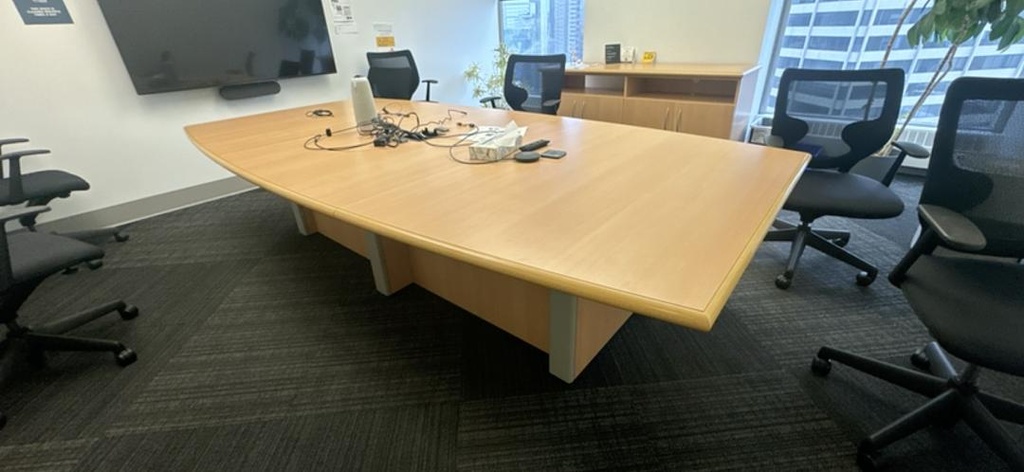 10' Boatshape Boardroom Table with Electrical, Maple