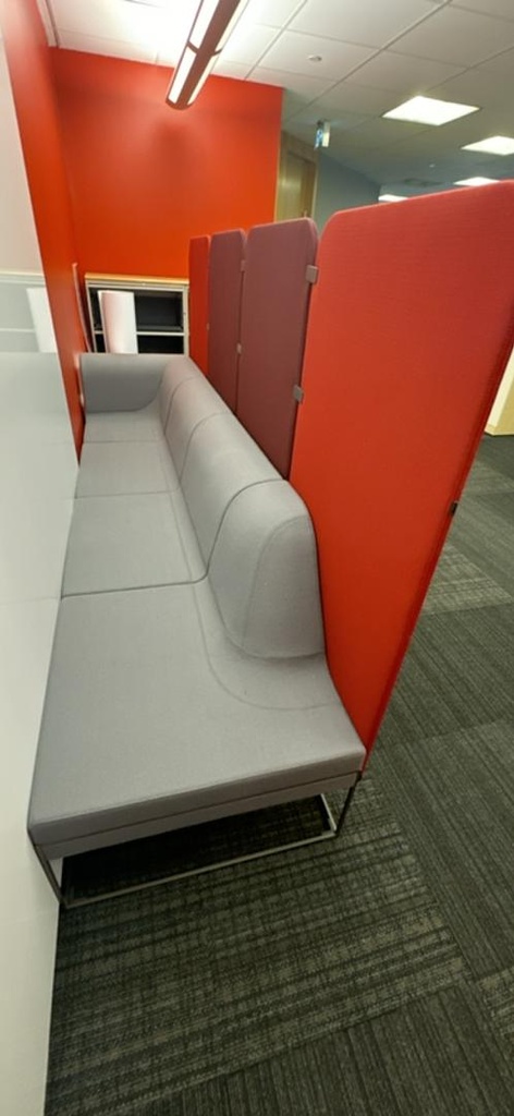 Fabric Sofa with Privacy Panels, Grey/Red